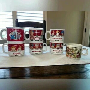 Vintage Campbells Soup 'Time For Campbell's Soup' Mugs M’m! M’m! Good! Lot of 7